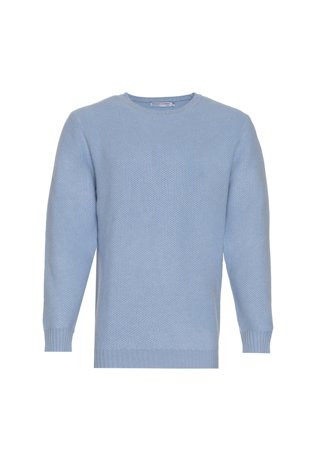 Mavi Tricennial Saf Kaşmir Pike Desenli Uzun Kollu Erkek Kazak