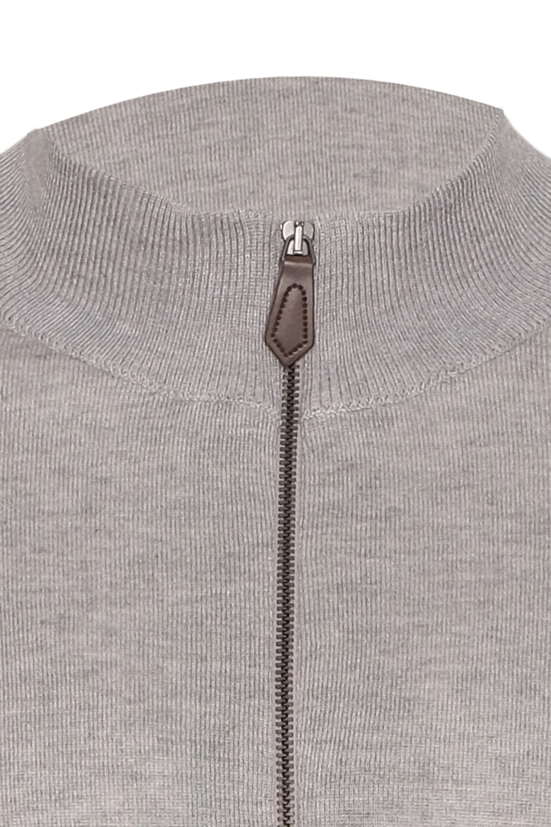 Açık Gri İpek ve Kaşmir Yarım Balıkçı Yaka Uzun Kollu Utku Erkek Hırka