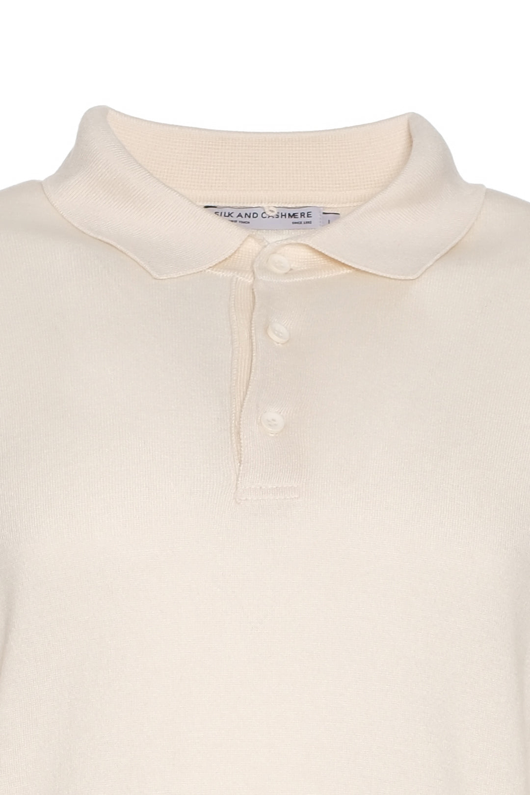 Ekru İpek ve Kaşmir Polo Yaka Uzun Kollu Utku Erkek Triko