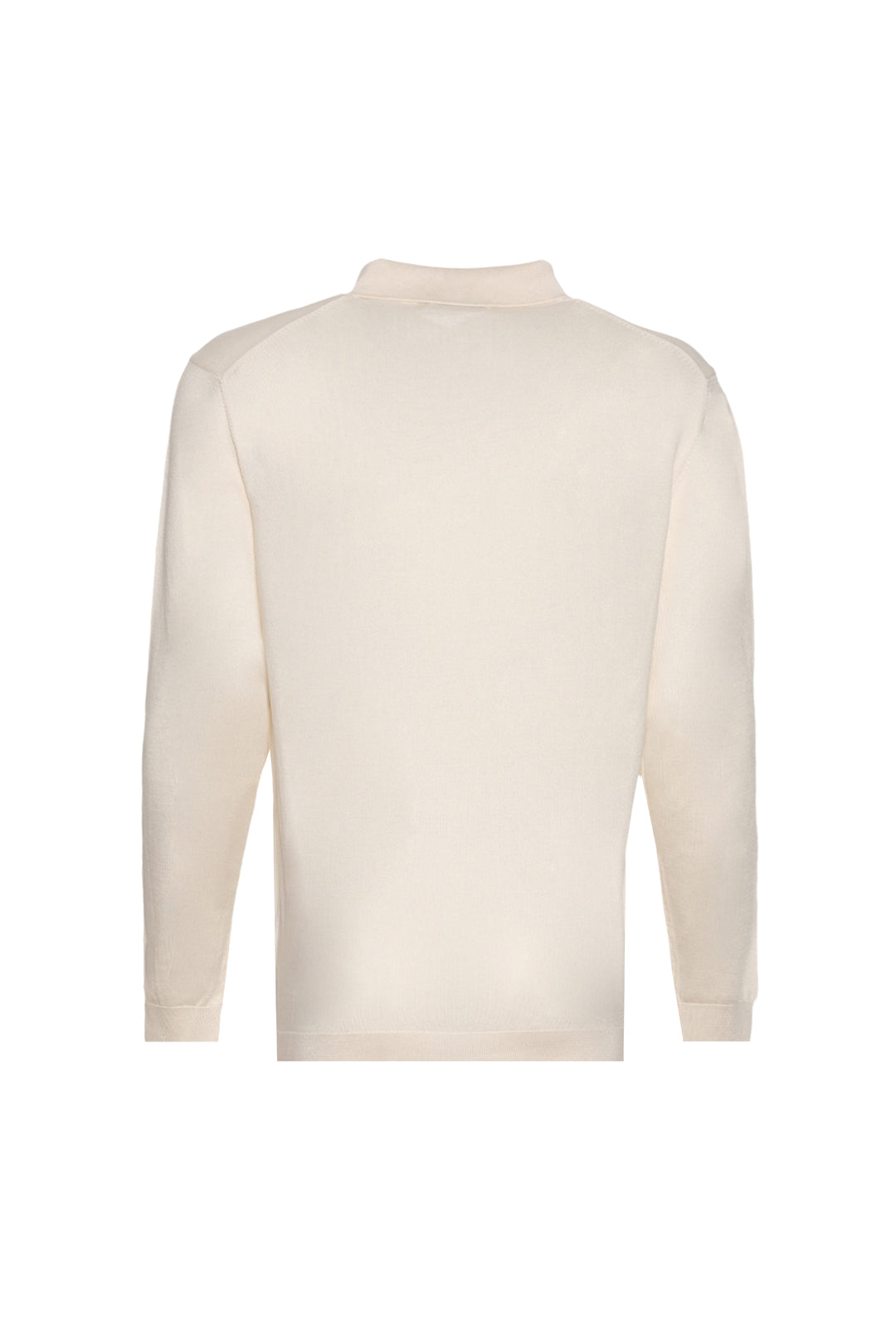 Ekru İpek ve Kaşmir Polo Yaka Uzun Kollu Utku Erkek Triko
