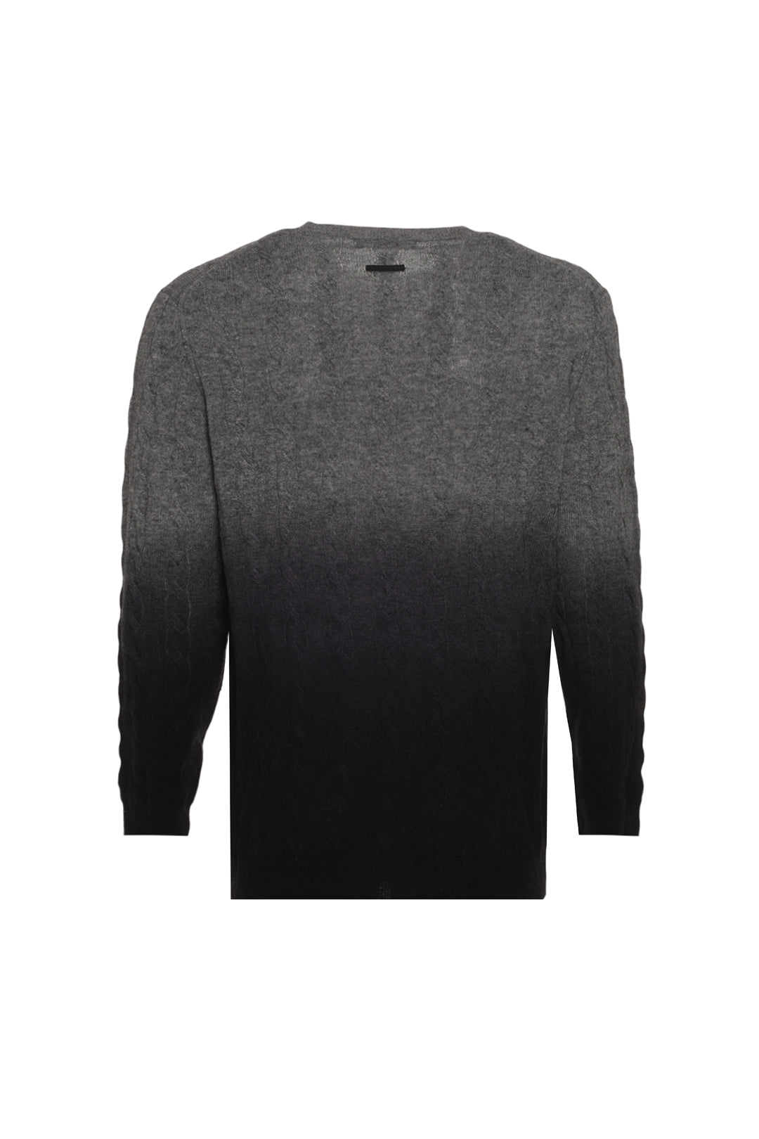 Gri Amerigo Kaşmir Yün Saç Örgülü Degrade Yuvarlak Yaka Uzun Kollu Erkek Kazak