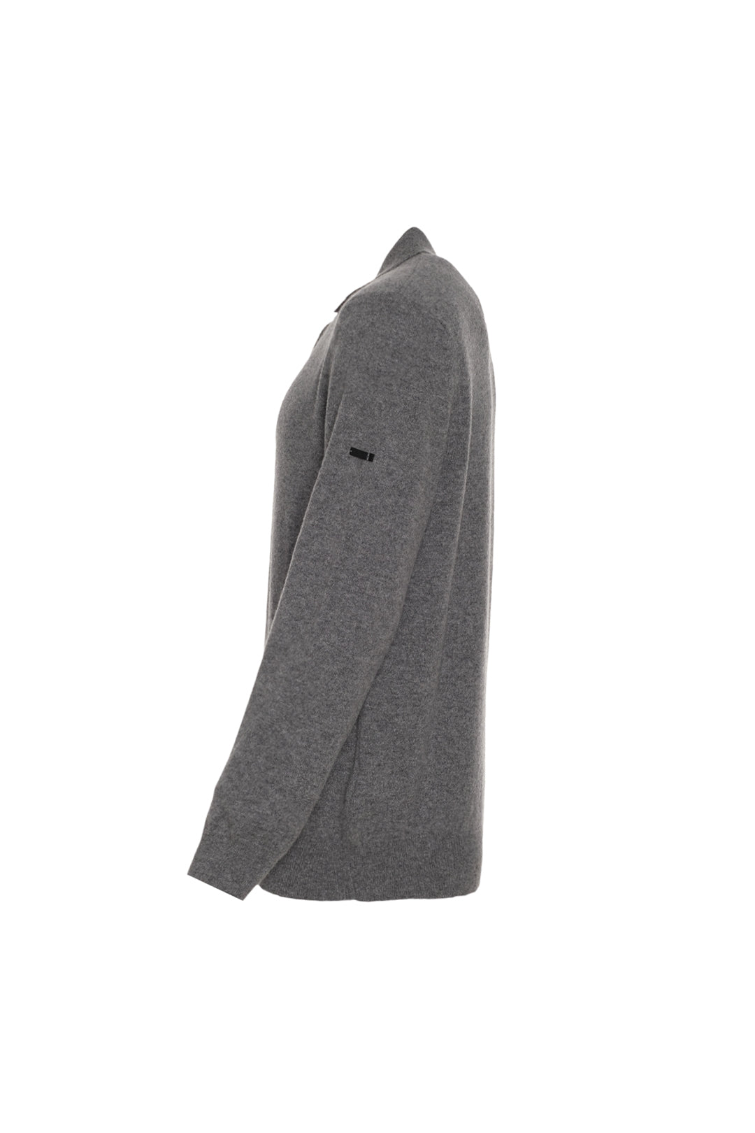 Orta Gri Melanj Saf Kaşmir Erkek Polo Kazak