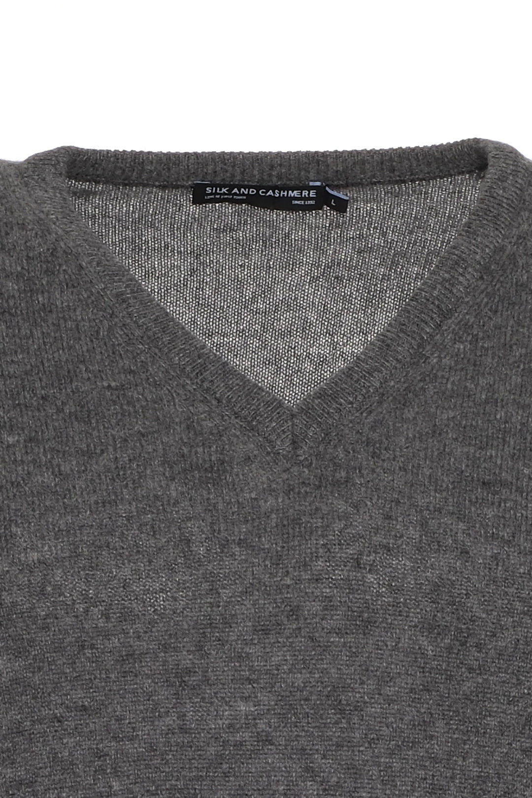 Orta Gri Melanj İtalyan Saf Kaşmir Franco V Yaka Erkek Kazak