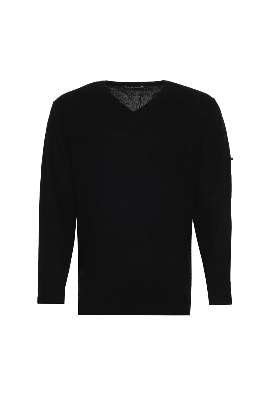 Siyah İtalyan Saf Kaşmir Franco V Yaka Erkek Kazak