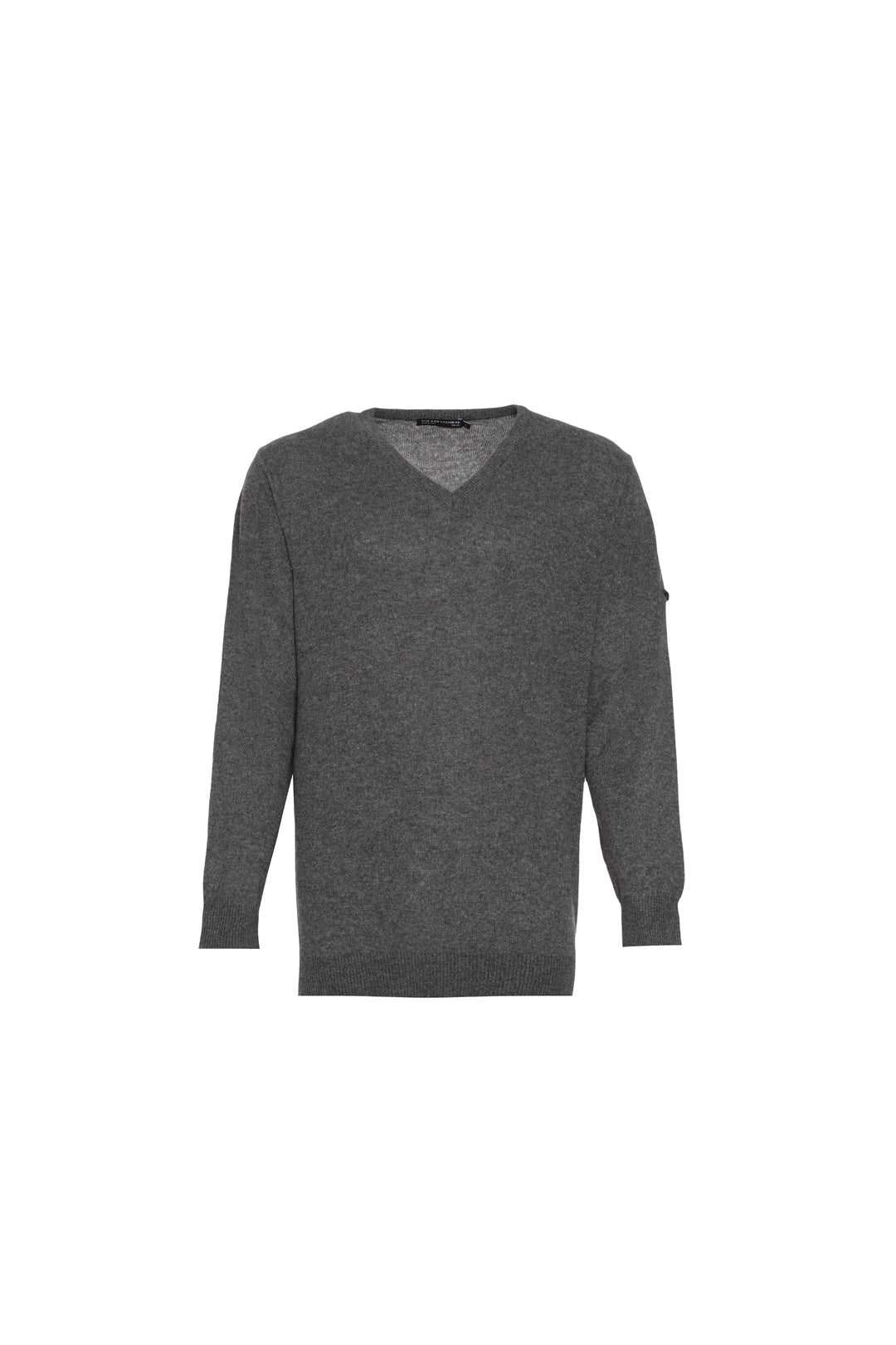 Orta Gri Melanj İtalyan Saf Kaşmir Franco V Yaka Erkek Kazak