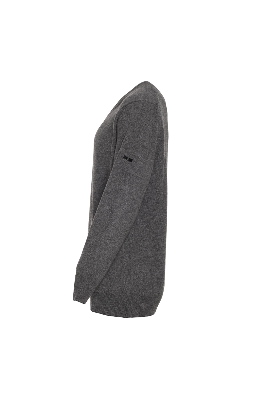 Orta Gri Melanj İtalyan Saf Kaşmir Franco V Yaka Erkek Kazak