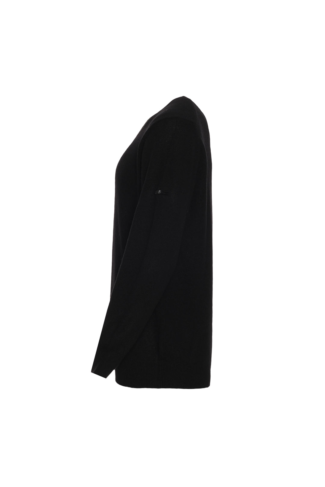 Siyah İtalyan Saf Kaşmir Franco V Yaka Erkek Kazak