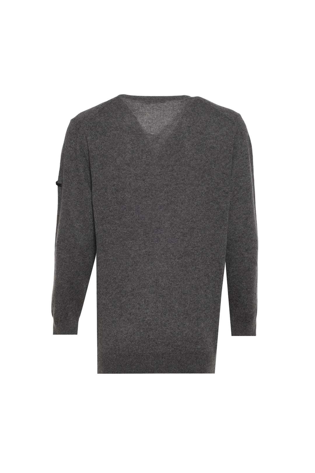 Orta Gri Melanj İtalyan Saf Kaşmir Franco V Yaka Erkek Kazak