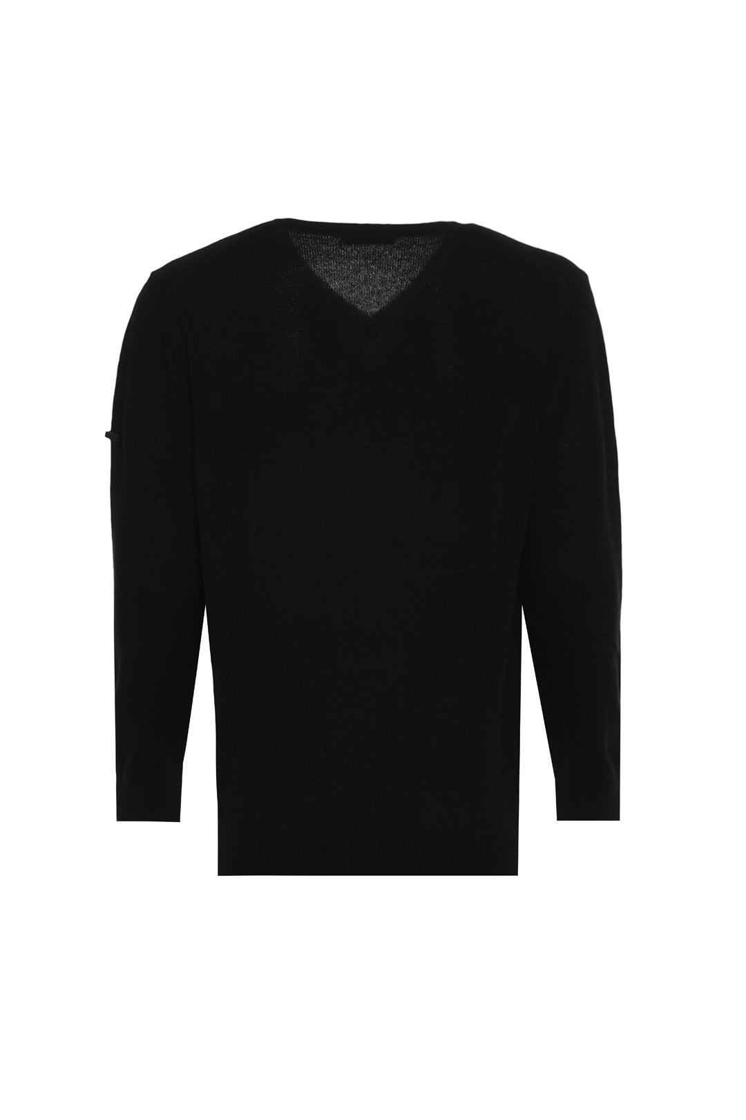 Siyah İtalyan Saf Kaşmir Franco V Yaka Erkek Kazak