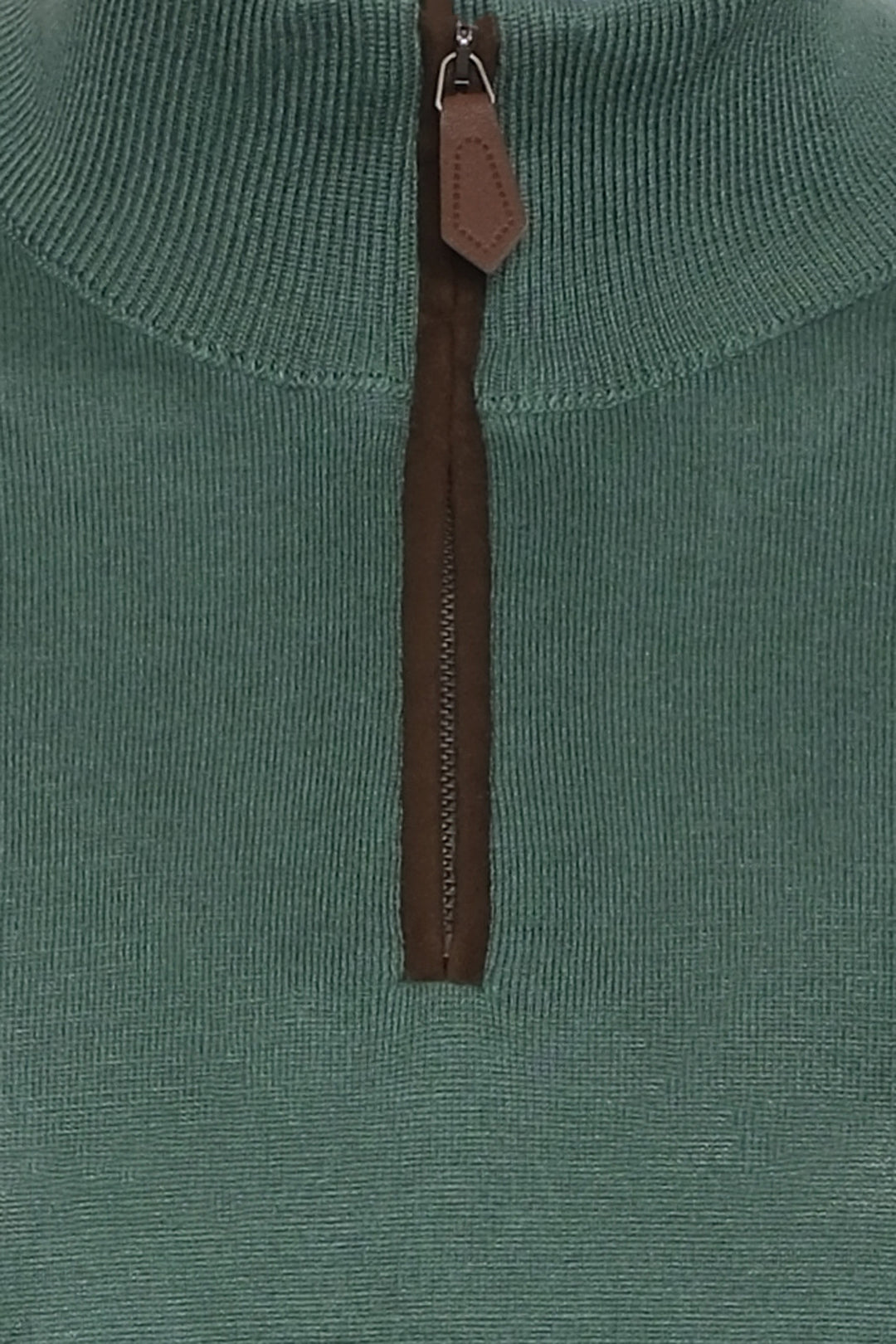 Yeşil İpek Kaşmir Utku Yarım Balıkçı Yaka Uzun Kollu Erkek Triko