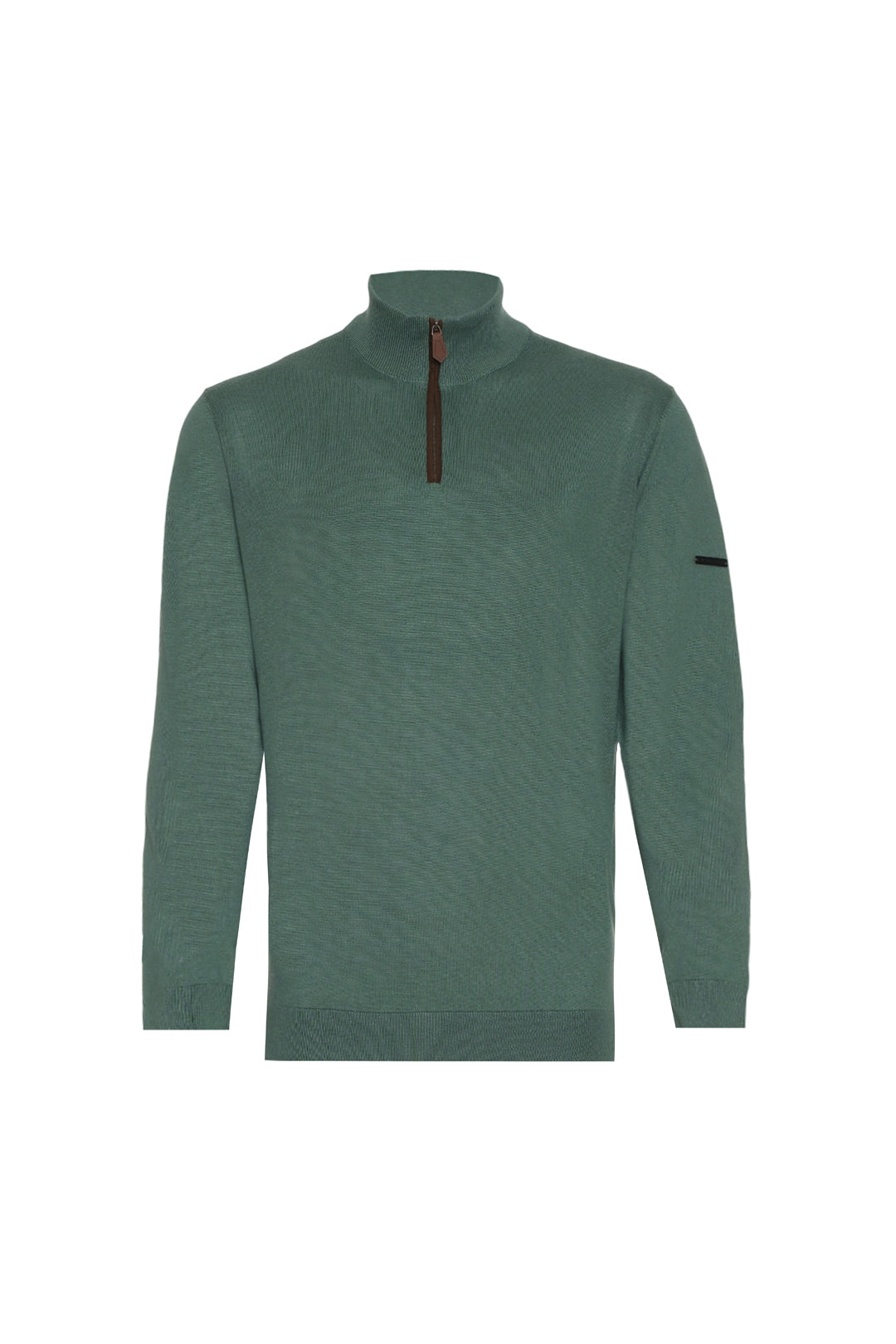 Yeşil İpek Kaşmir Utku Yarım Balıkçı Yaka Uzun Kollu Erkek Triko