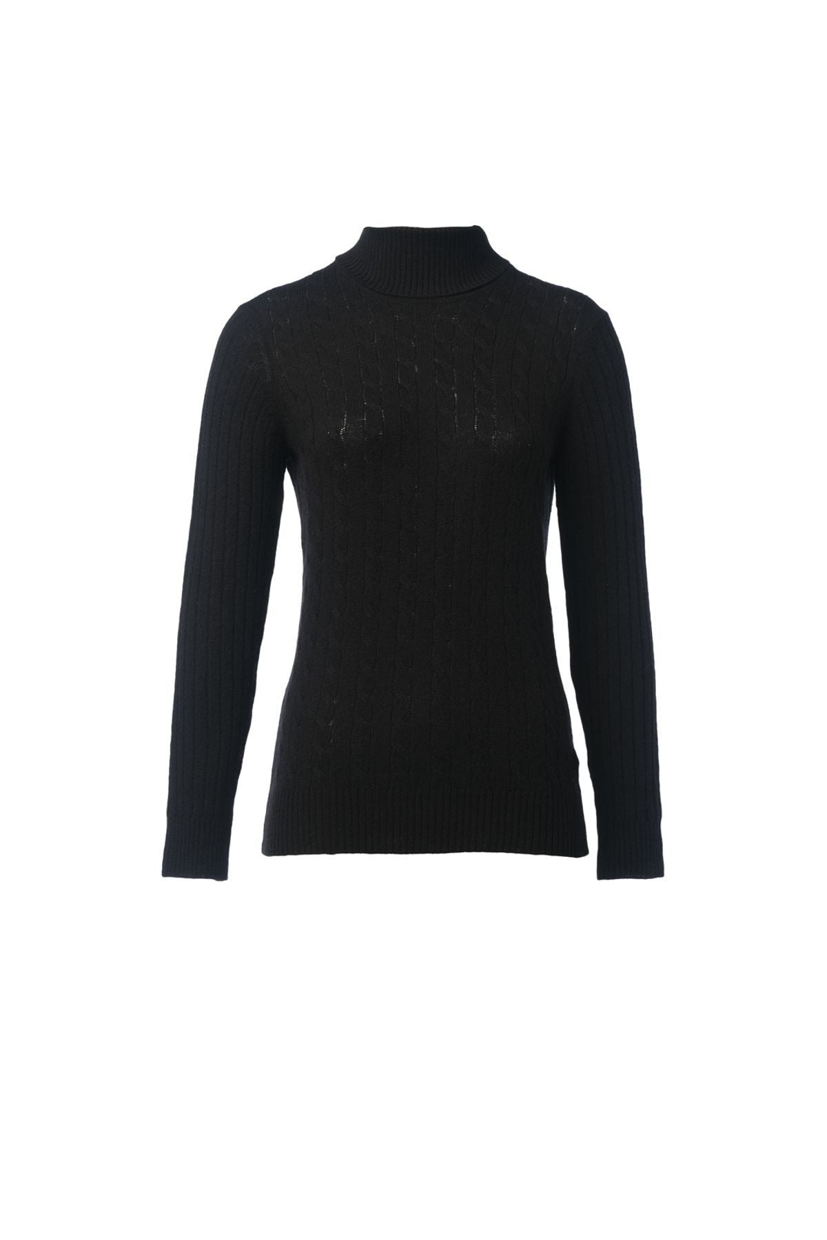 Siyah Kaşmirli Amelia Balıkçı Yaka Uzun Kollu Kazak