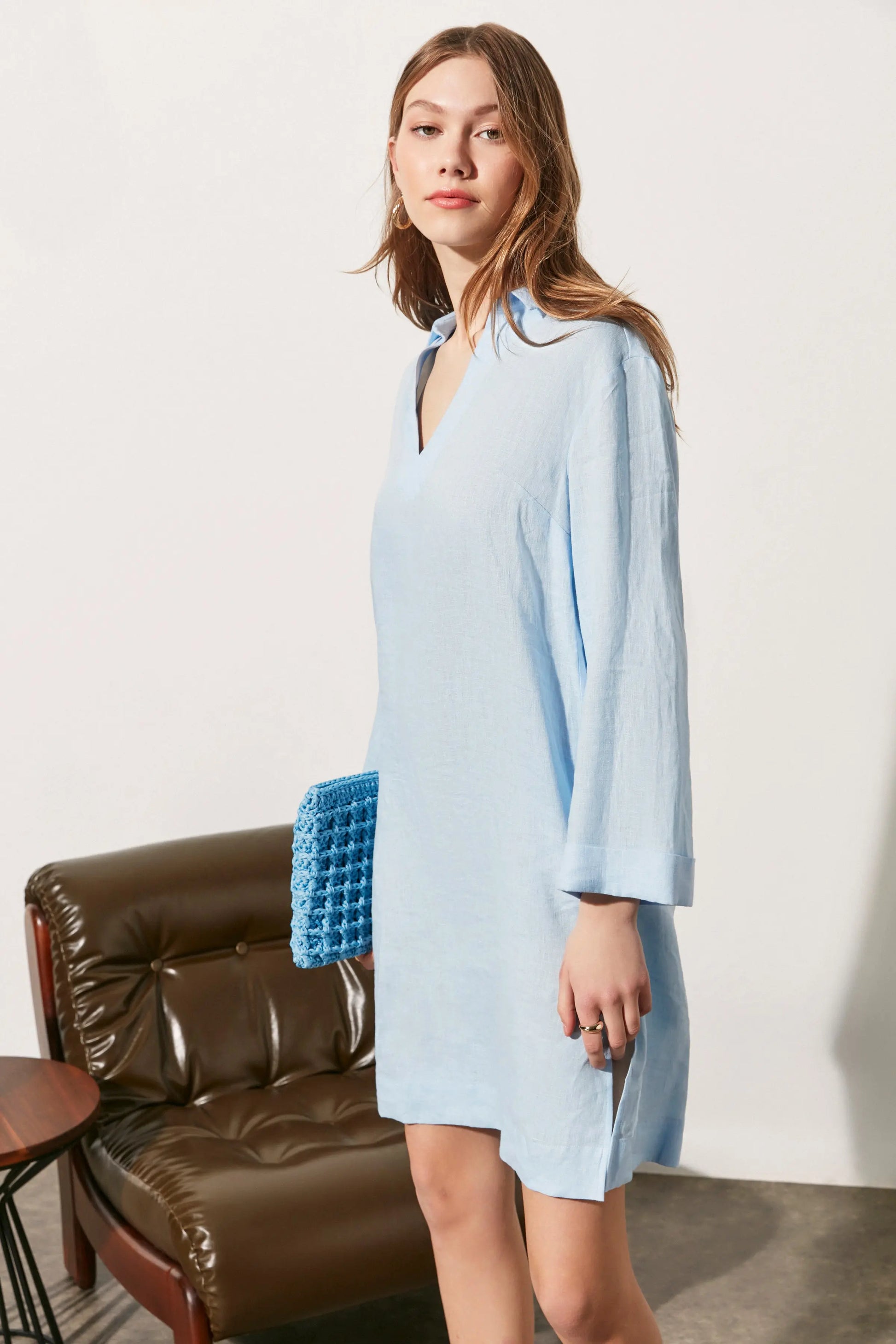 ndigo & More Rosella V Yaka Uzun Kollu Tunik Silk and Cashmere