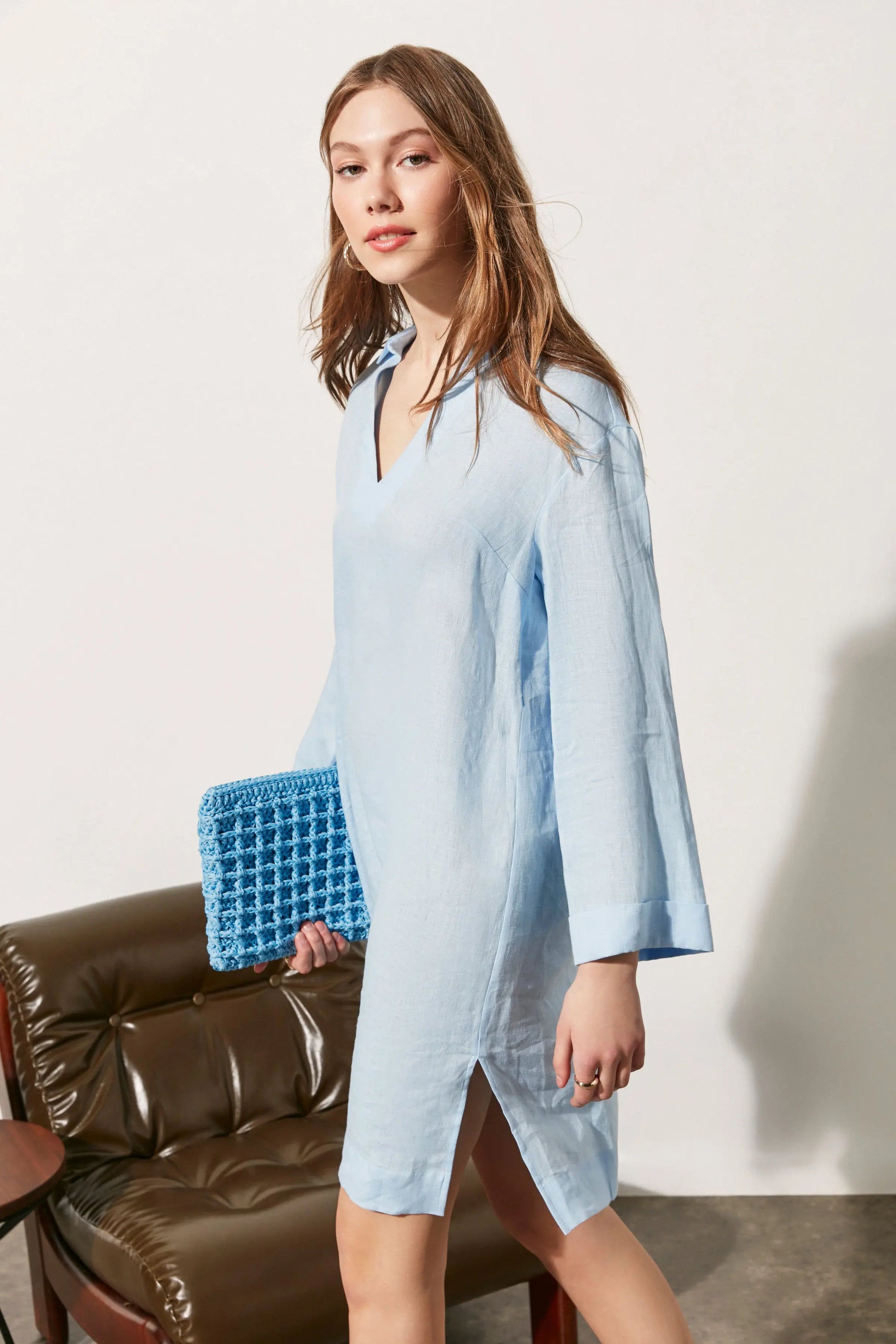 ndigo & More Rosella V Yaka Uzun Kollu Tunik Silk and Cashmere