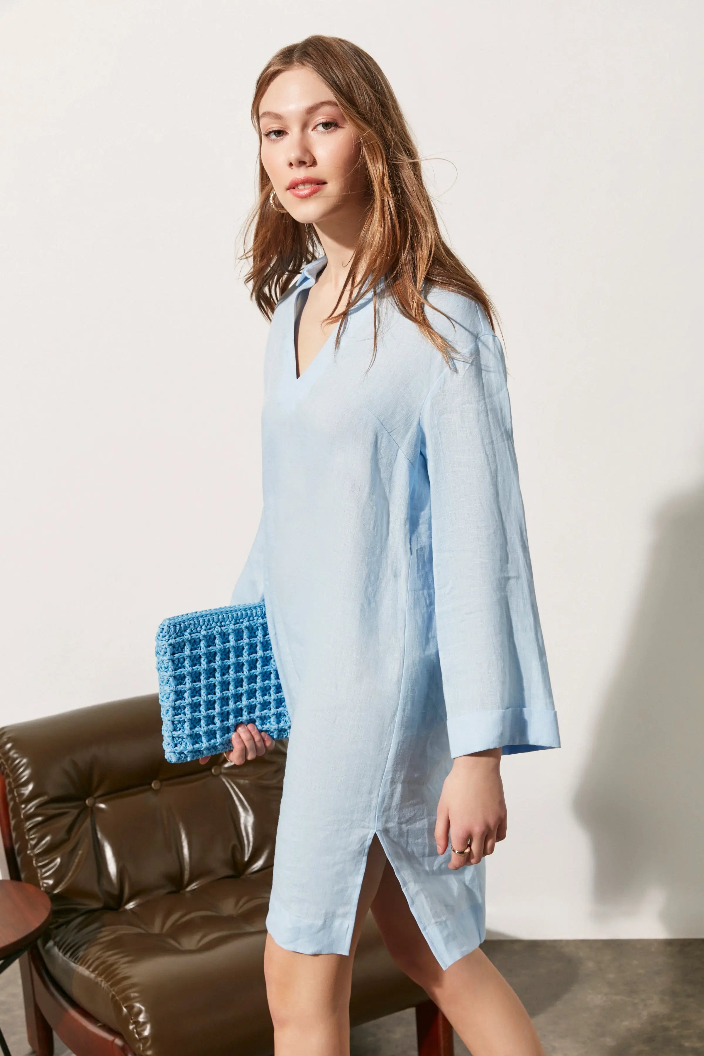 ndigo & More Rosella V Yaka Uzun Kollu Tunik Silk and Cashmere